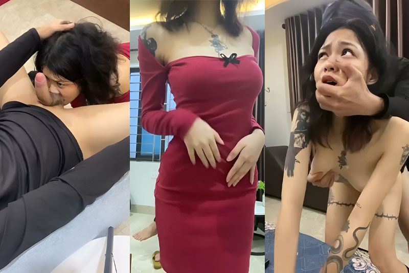 Chica tatuada lujuriosa y su novio...